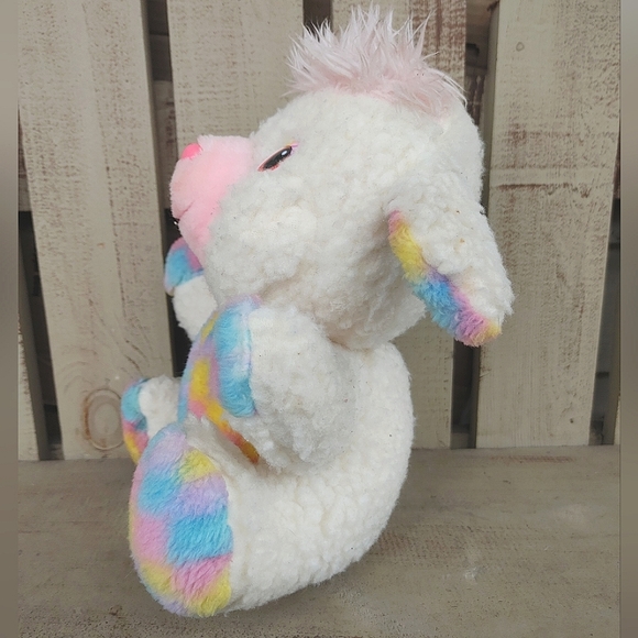 House Of Lloyd Wool Plush Lamb Pastel Checkered Stuffed Animal Sheep Vtg Easter - Picture 15 of 16